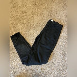 Women’s KanCan Black Button Up Shiny Jeans, Size: 26